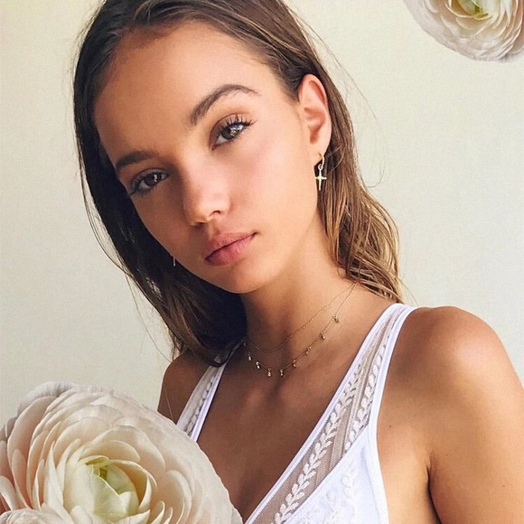 Gold Plated Cross Charm Huggie Hoop Earrings - Picture 6 of 8